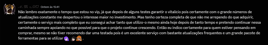 Feedback de membro no Discord