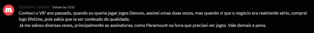 Feedback de membro no Discord